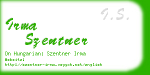irma szentner business card